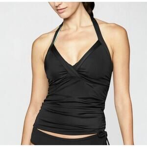 Athleta Black Bra Cup Halter Tankini Swimsuit Top Size 32 B/C Beach Pool Swim